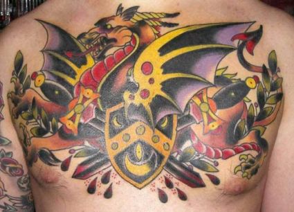 European Dragon Tattoos On Chest